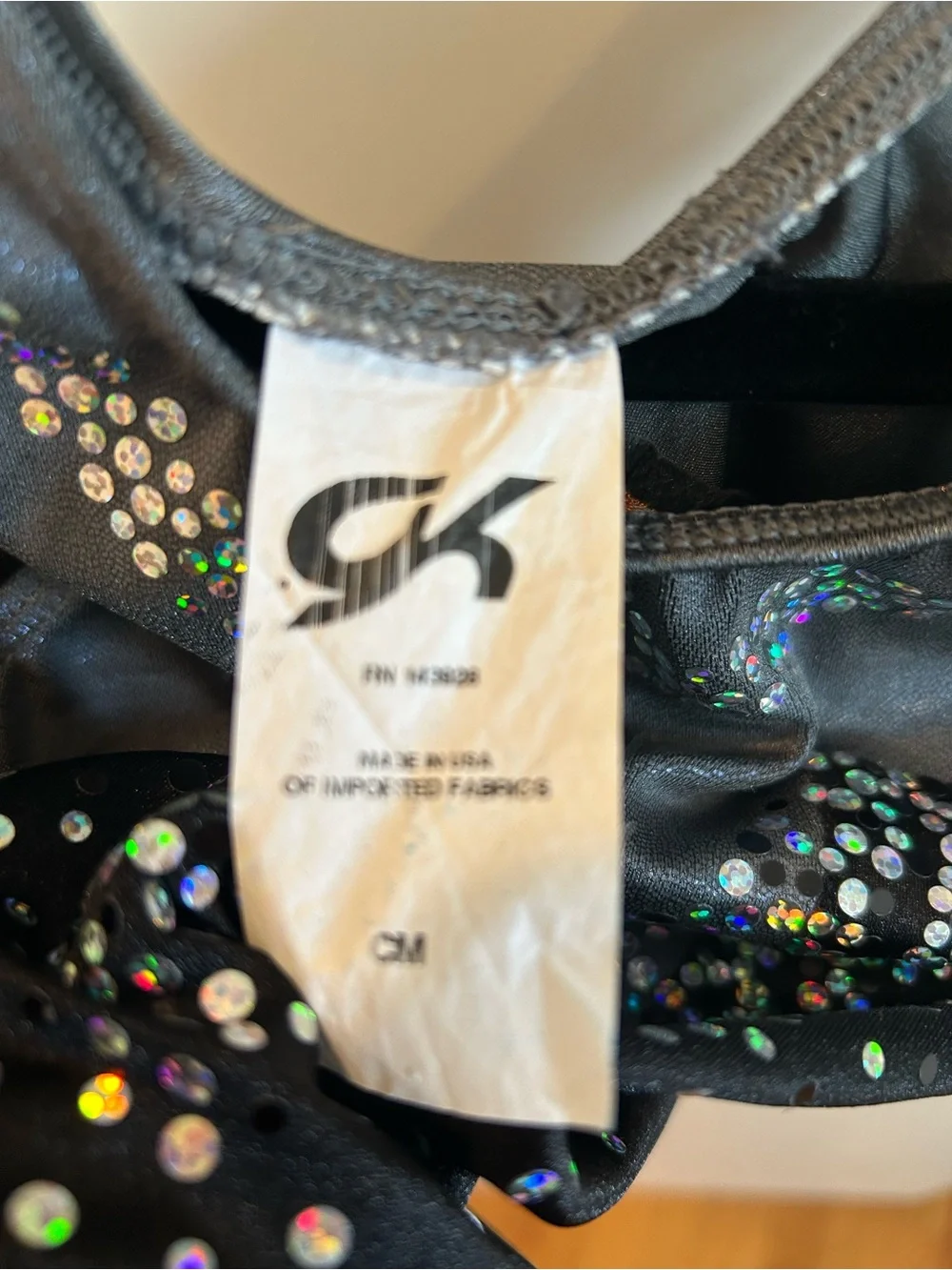 GK Girls Black and Gray Sparkle Gymnastics Dance Leotard -Size CM Child’s Medium